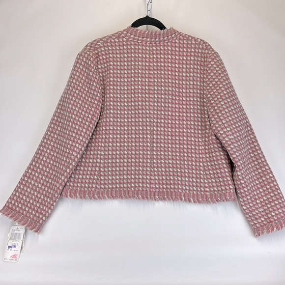 PENDLETON Vintage Pink Plaid Virgin Wool Cropped Blazer Jacket Size 16 - Picture 2 of 5